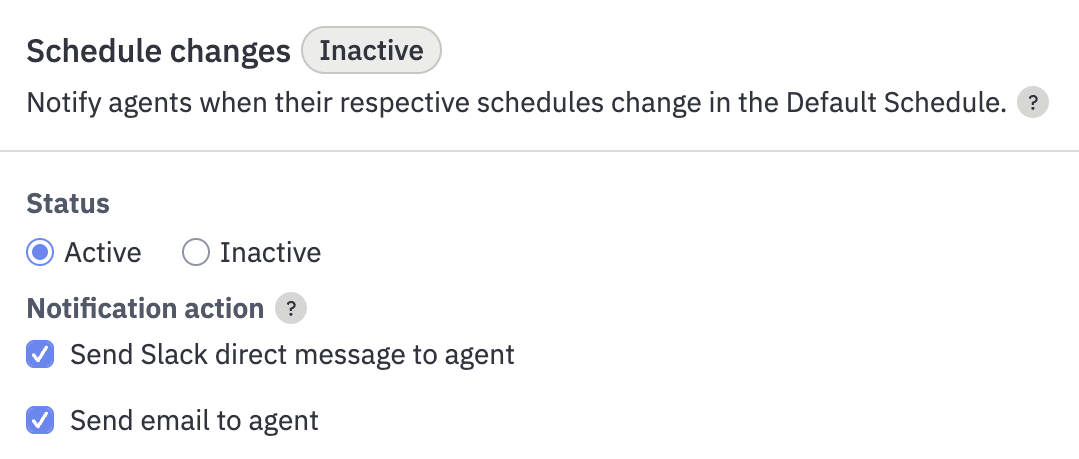 Schedule notifications interface