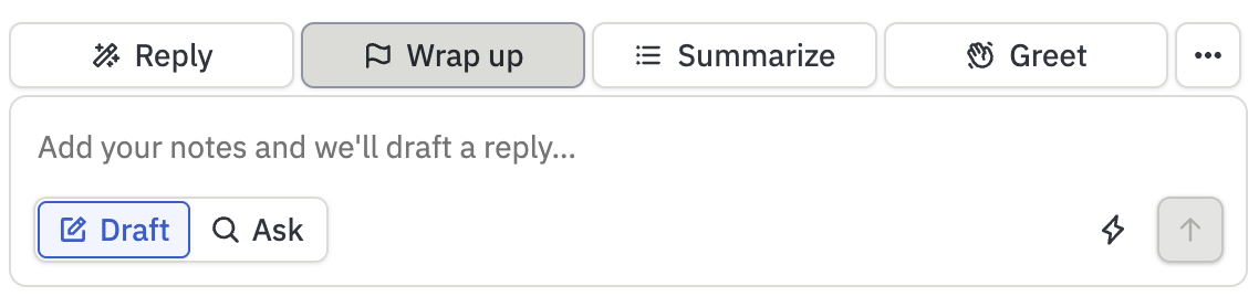 Screenshot of wrap up option in Copilot UI