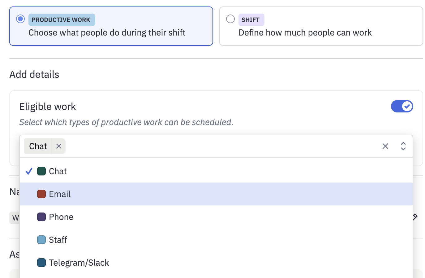 screenshot of productive work rule being created